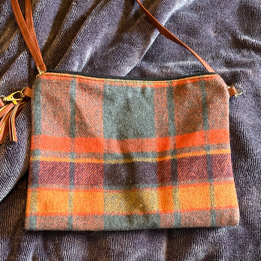 Plaid Wool Crossbody Bag